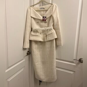 Self-Portrait Cream Tweed Pencil Skirt Suit Set